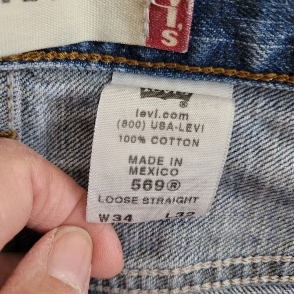 Levis Loose Straight Jeans W34/L32 Mens Denim 100% Cotton Blue - Picture 2 of 10